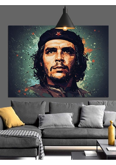 Küba Lideri Che Guevara Portresi Dekoratif Kanvas - Mdf Ahşap Tablo