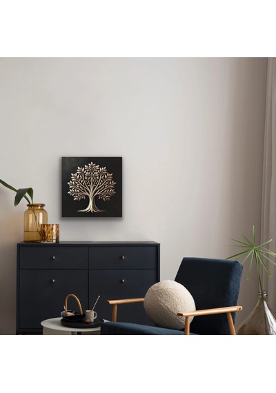 Bronz Ağaç Kanvas Tablo 60x60cm Çok Renkli