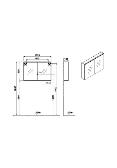 VitrA Core Dolaplı Ayna 100 Cm Led 66912 Krom VitrA Core Dolaplı Ayna 100 Cm Led 66912 Krom