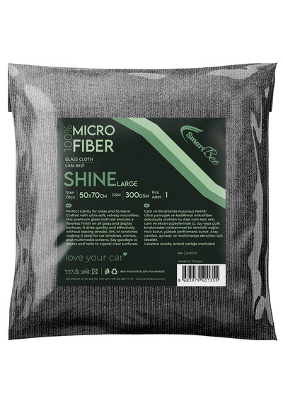 Smartbee Shıne Mikrofiber Kalın Oto Cam Bezi 50 70 300gsm Gri