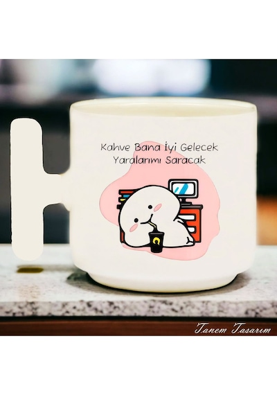 Kahve Bana İyi Gelecek Yazılı Özel Tasarım Doğum Günü Hediyesi - Seramik T Kupa Kahve Kupası Beyaz
