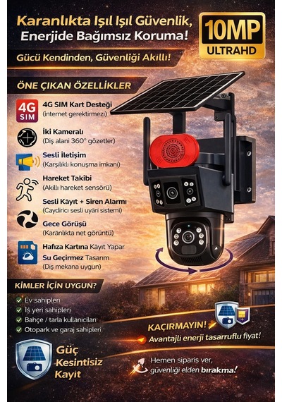 4g-solar Panelli Full Hd 2 Kameralı Güvenlik Kamerası