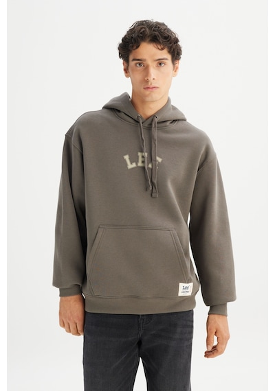 Lee Pamuklu Regular Fit Normal Kesim Kapüşonlu İçi Polarlı Sweatshirt Haki