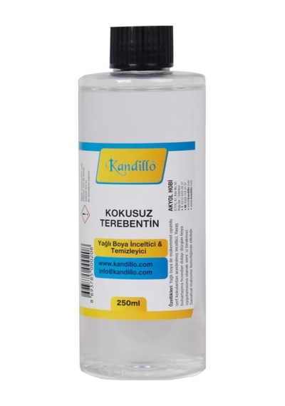 Kandillo Yağlı Boya Seti Yardımcı Malzemeler 3 X 250 Ml Terebentin Resim Keten Yağı Ve Fırça Te Tek Renk