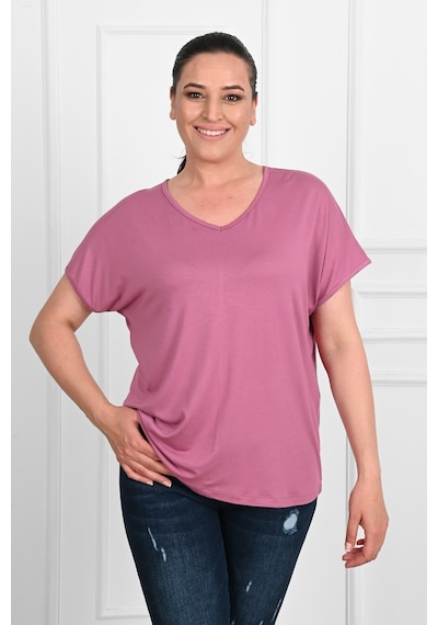 Kadın V Yaka Büyük Beden T-shirt 1486-23 001