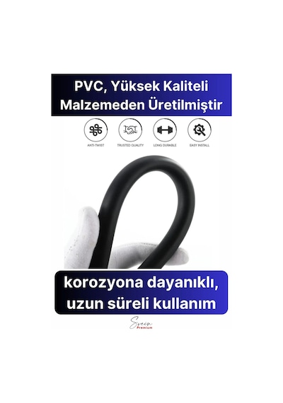 Siyah Dayanıklı Esnek Kırılmaz Çatlamaz Patlamaz Sızdırmaz Pvc Banyo Duş Musluk Hortumu 1,5 Metre Çok Renkli