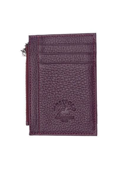 Westpolo Ivo Fermuarlı Bozuk Para Bölmeli Unisex Hakiki Flötr Deri Kartlık - Mor 4125838