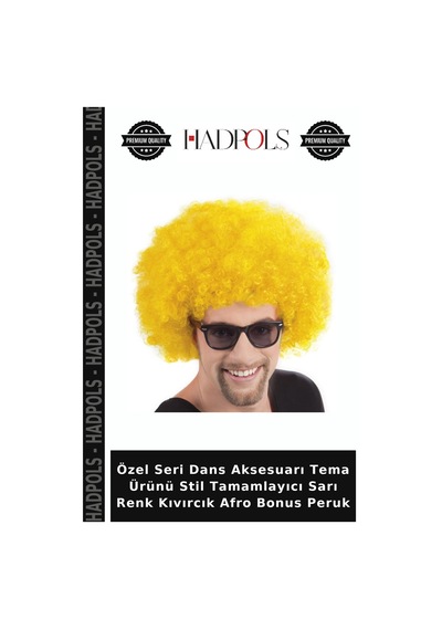 Özel Seri Dans Aksesuarı Tema Ürünü Stil Tamamlayıcı Sarı Renk Kıvırcık Afro Bonus Peruk