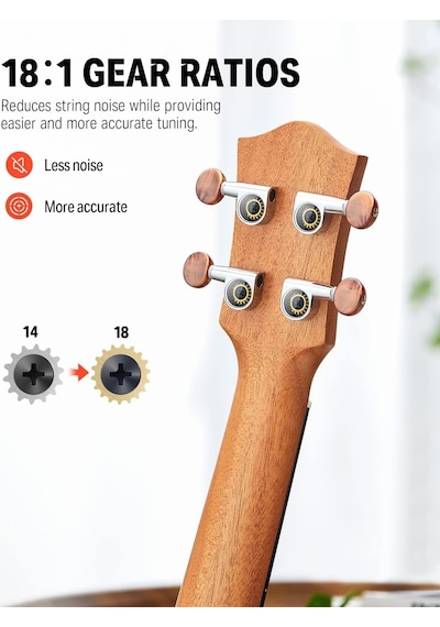 Donner Maun Tenor Ukulele Professional Tenor Ukelele Başlancıç Seti Natural