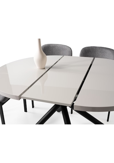 Truva Lak Panel Yuvarlark Açılır Mdf Mutak Masası 104cm Siyah