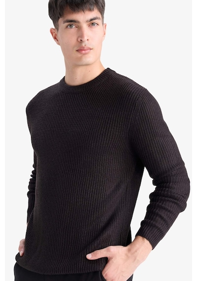 Defacto Standart Fit Dokulu Triko Kazak C8814AX24WN Kahve