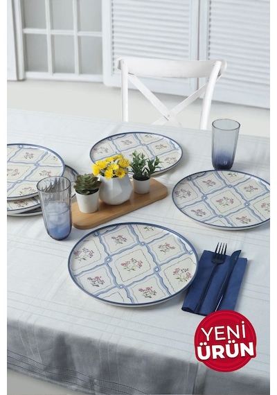 Keramika Floral Waves Nordic Servis Tabağı 28 Cm 6 Adet 22668 Çok Renkli