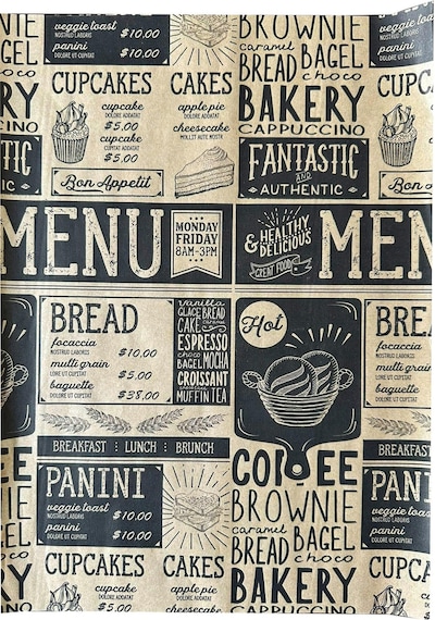 Baskılı Sunum Kağıdı Amerikan Servis - Karışık Desenli - Vintage Sarı Yağlı Tepsi Kağıdı - 50 Adet Beyaz