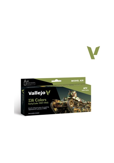 Vallejo 71160 8x18 Ml. Ija Colors Early/late 1937-1945, Model Air Serisi Model Boyası Seti Renkli