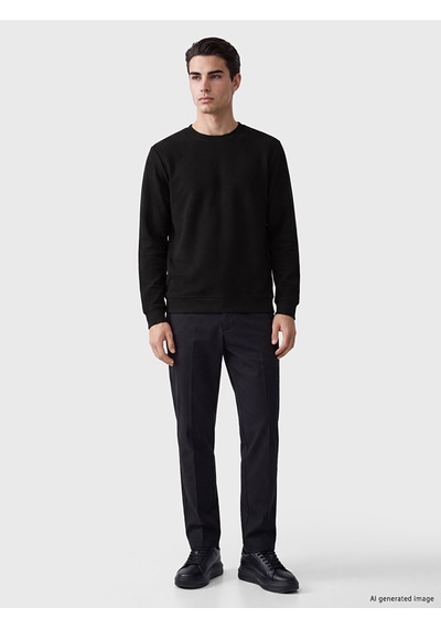 Lcwaıkıkı Classic Siyah Bisiklet Yaka Erkek Sweatshirt