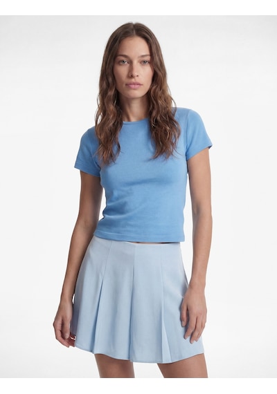 Koton Slim Fit Kısa Kollu Bisiklet Yaka Viskon Spor Tişört Mavi 6sak10346nk