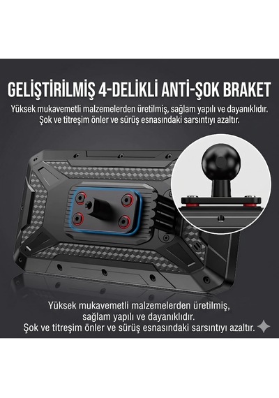 Kör Noktalı 6.25'' Lastik Basınç Sensörlü 2k Full Hd Motosiklet Kayıt Ve Navigasyon Sistemi