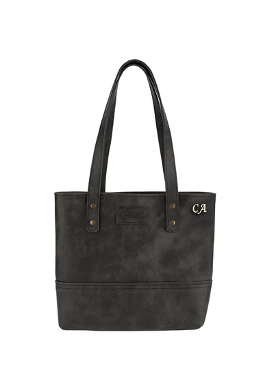 İsme Özel Tote Bag El Omuz Çantası - %100 Rainbow Deri - Ac03003 - Antrasit Antrasit