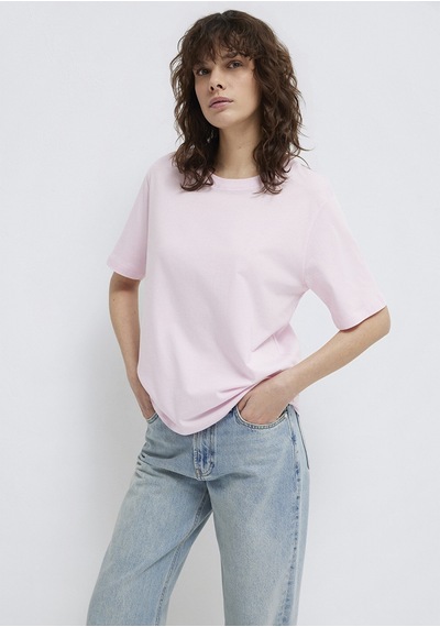 Mavi - Bisiklet Yaka Pembe Basic Tişört 1600955-89200 Pembe