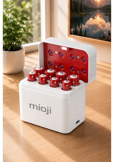 Mioji BT12 AA ve AAA 1.5V Pil Şarj Cihazı Beyaz