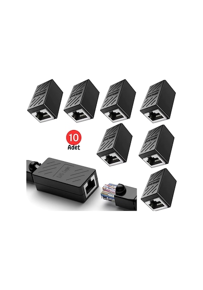 Rj45 Dişi Dişi Cat5/6/7/8 Ethernet Lan Ağı Birleştirici Aparatı Internet Kablo Uzatıcı 10 Adet