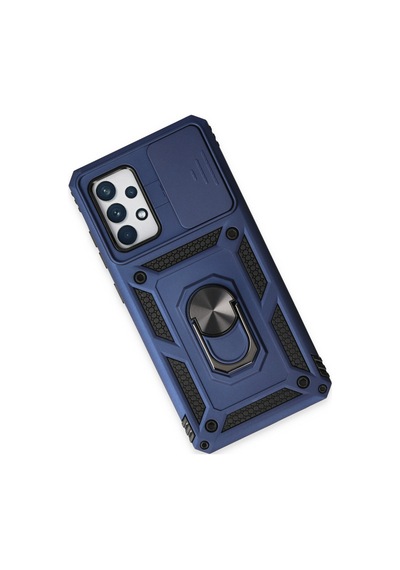 Samsung Galaxy Uyumlu   A72 Kılıf Pars Lens Yüzüklü Silikon - Lacivert