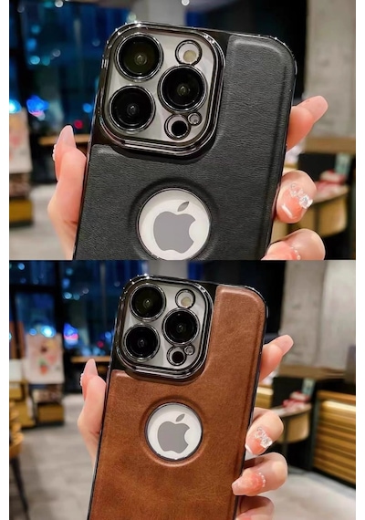 Apple Uyumlu iPhone Akfa 11 Delux Serisi Kamera Korumalı Deri Desenli Premium Telefon Kılıf Siyah
