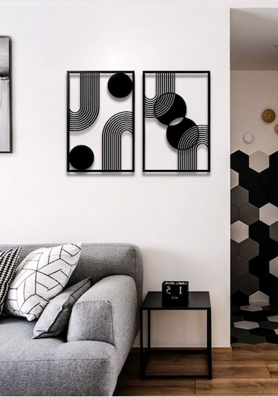 Bohem Stil Minimalist 2 Li Metal Duvar Dekoru Seti