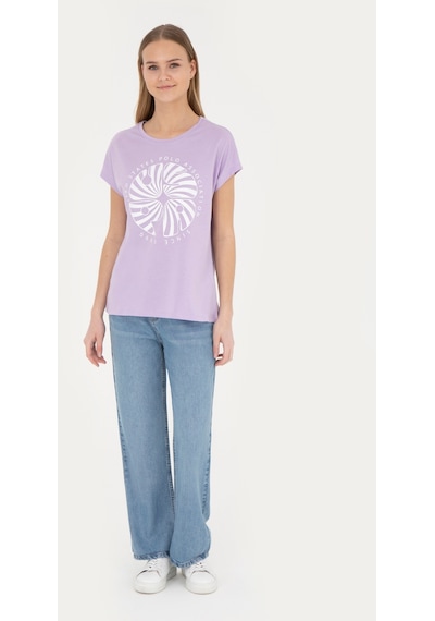 U.S. Polo Assn.  Kadın Lila Bisiklet Yaka Tişört 50282896-VR034