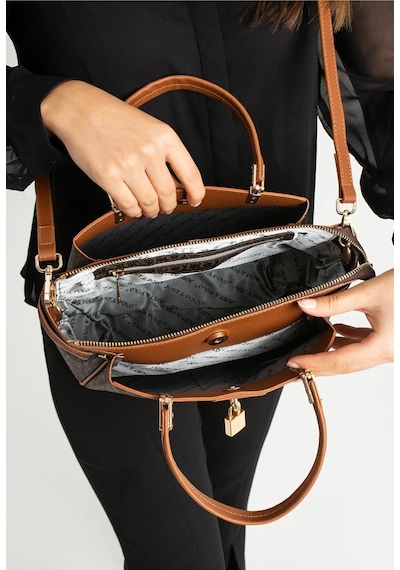 Just Polo Kadın Kahve Taba Monogram El Ve Omuz Çantası Yeni Sezon 2201mh Kahverengi - Taba