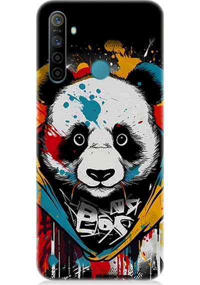 Realme 6i Uyumlu Silikon Kılıf Renkli Boyalı Panda
