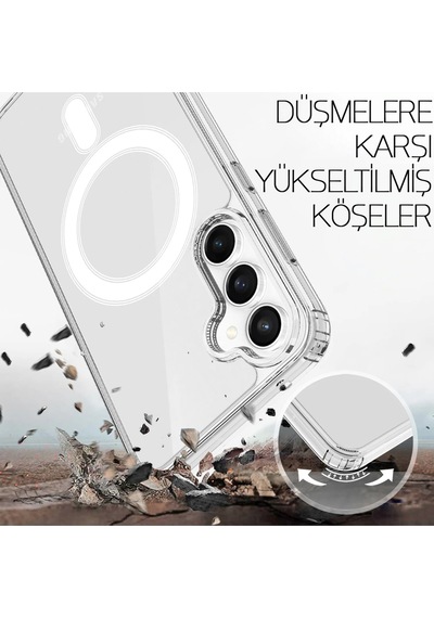 Samsung Galaxy S25 Fe Uyumlu Şeffaf Magsafe Kılıf Safe Şeffaf
