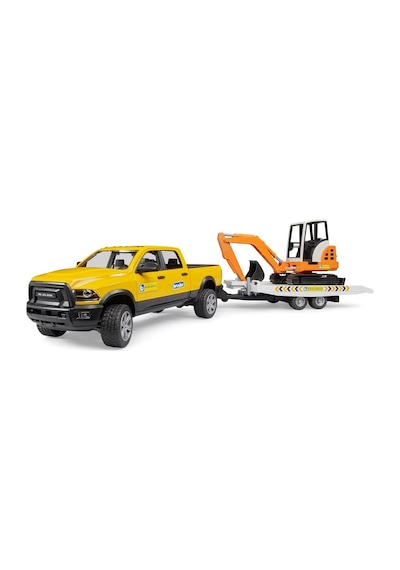Bruder Ram 2500 Römorklu Pickup Ve Mini Ekskavatör Br02546 Sarı - Turuncu