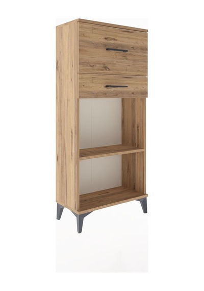 Arges Dolap Tek Raflı 2 Çekmeceli 60x30x134 Çam-çam Çam