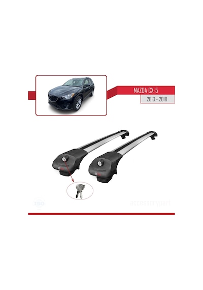 Mazda Cx-5 2013-2018 Arası İle Uyumlu Ace-1 Ara Atkı Tavan Barı Gri