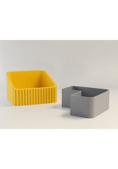 3d Baskı Fıstık Kasesi - Çift Hazneli Kabuk Ayırıcı Sunum Kasesi - Sarı Gri