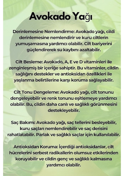 Greenlabel Soğuk Sıkım %100 Doğal ve Saf Avokado Yağı 180 ML