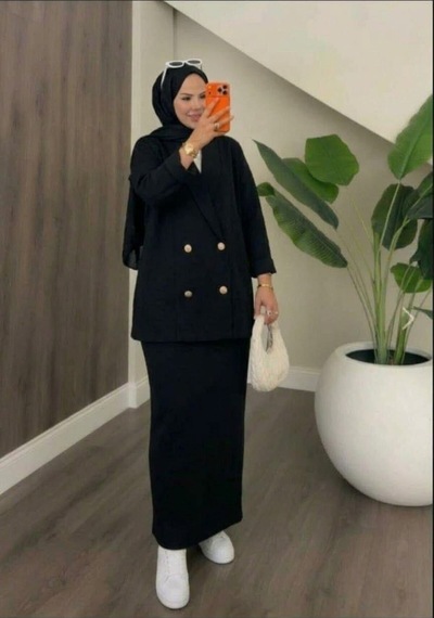 Bomii Etekli Takım Triko Düğmeli Siyah - 936941421 Siyah
