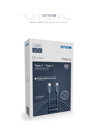 Simex 60w Hızlı Şarj Type-c Kablosu İphone, Samsung, Redmi, Uyumlu, Soft Silikon, Dayanıklı 1.2m Spk-14
