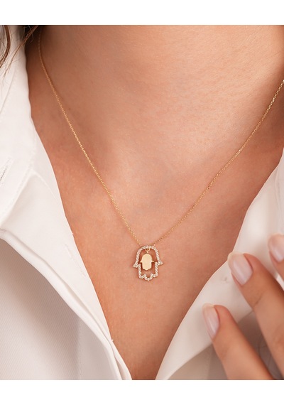 Debora Jewelry 14 Ayar Altın Fatma Ana Eli Kolye