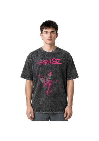 Sevbano Gorillaz Rock Metal Müzik Grubu Ön Baskılı Unisex Oversize Eskitm Siyah