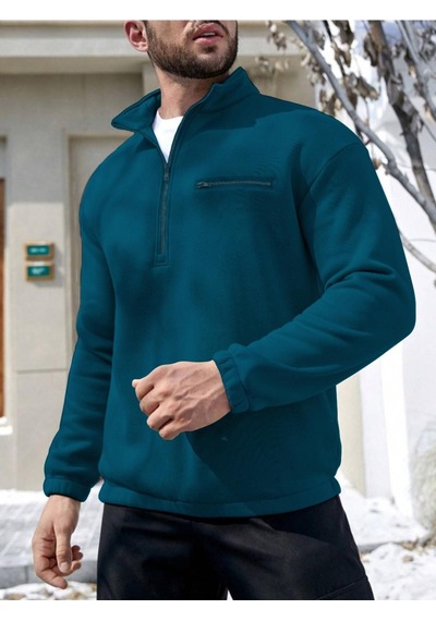 Altamira Erkek Göğüs Fermuarlı Oversize Polo Yaka Sweatshirt 001
