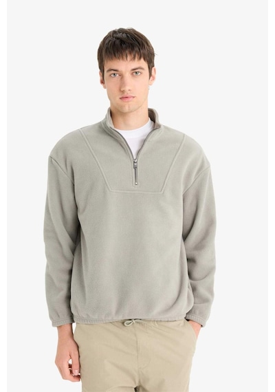 Defacto Boxy Fit Dik Yaka Yarım Fermuarlı Polar Sweatshirt E8632ax25wngr169 Gri