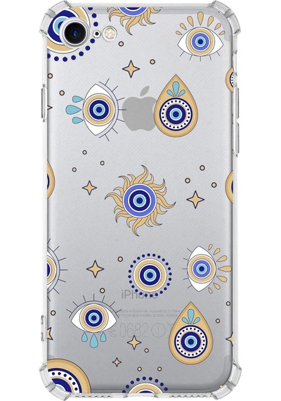 Printify Apple Uyumlu iPhone 7 Devil Eye 5 Baskılı Şeffaf Köşe Korumalı Antişok Kılıf 0166e