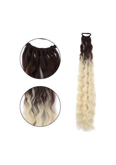 Lastik Tokalı At Kuyruğu Kabarık Afro Daalı / Kumral / Platin Ombre - Mydr-718165 Renkli