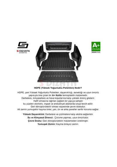 S-dizayn Vw Amarok 2 Hdpe Kasa Havuzu Kaplaması 5 Prç. 2023 Üzeri A+ Kalite