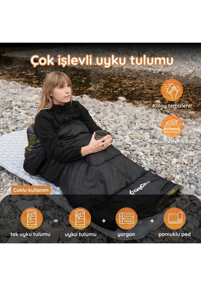 Kingcamp Sevan 250 Konforlu Uyku Tulumu Grey Sol F. Gri