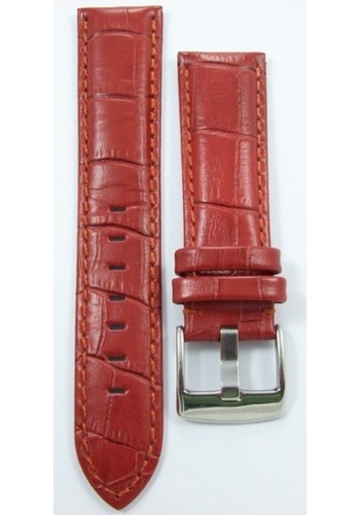 Bizon Kırmızı Koyu Kiremit Deri Saat Kordonu 22Mm Spor Kayış