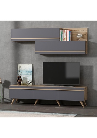 Tv Ünitesi Asil Antrasit Meşe 180 Cm