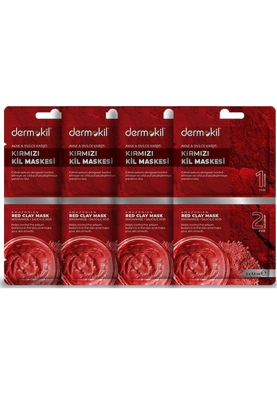Dermokil Akne ve Sivilce Karşıtı Kırmızı Kil Maskesi 4'lü